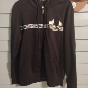 True Religion Black Hoodie with Gold Logo